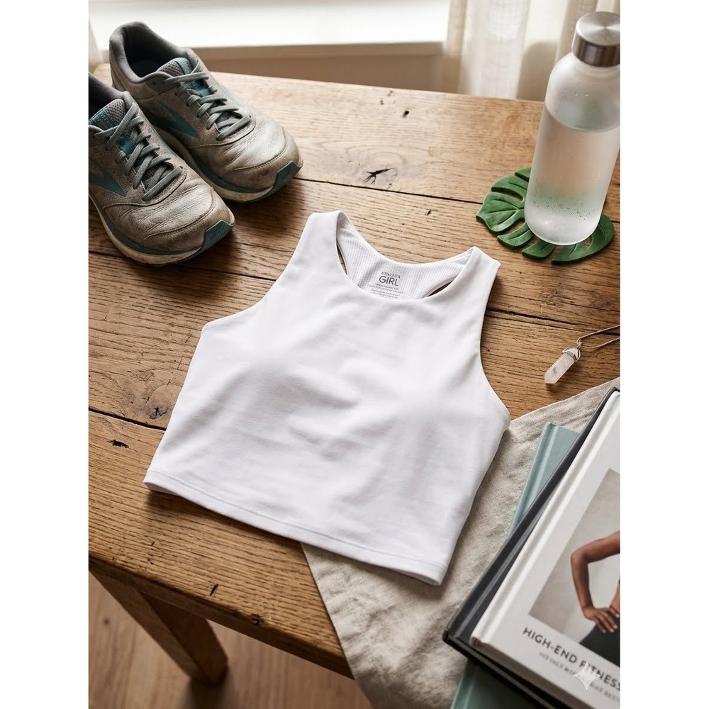 Athleta Girl Longline Bra Tank Top Pale Lavender Size L 12 High Neck Racerbac